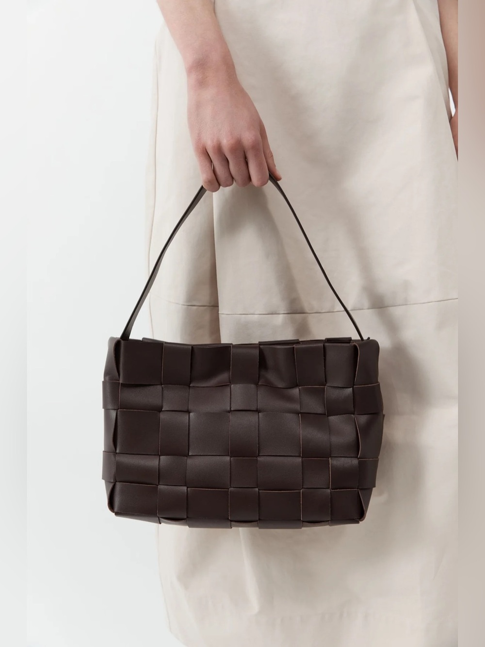 EUC St. Agni Woven Leather Mini Tote in Chocolate